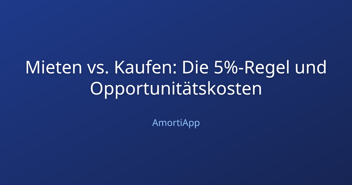 Mieten vs. Kaufen: Die 5%-Regel und Opportunitätskosten